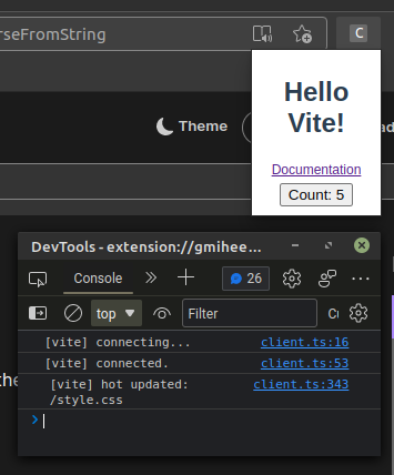 Vite CRXJS Vanilla Popup with CSS update